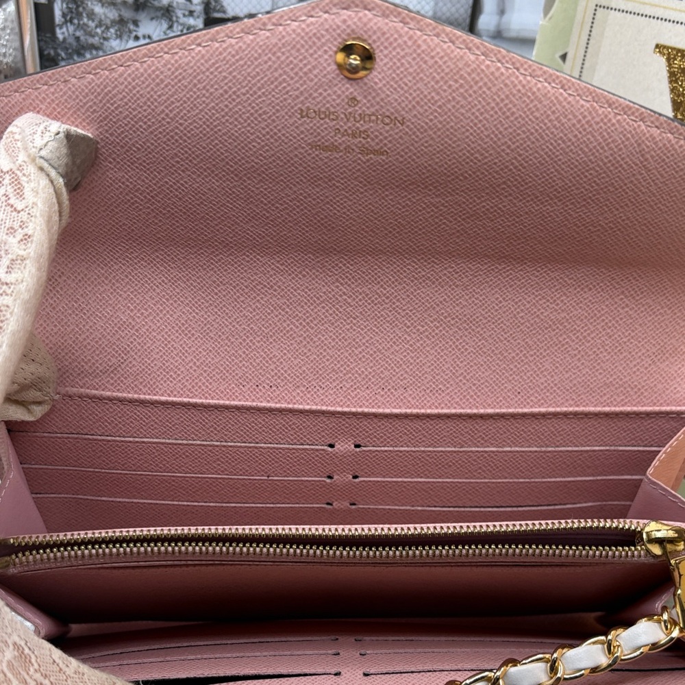 Louis Vuitton🌼Brown & Pink🩷 Interior Damier Ebene long Sarah Wallet-EUC - Picture 4 of 11